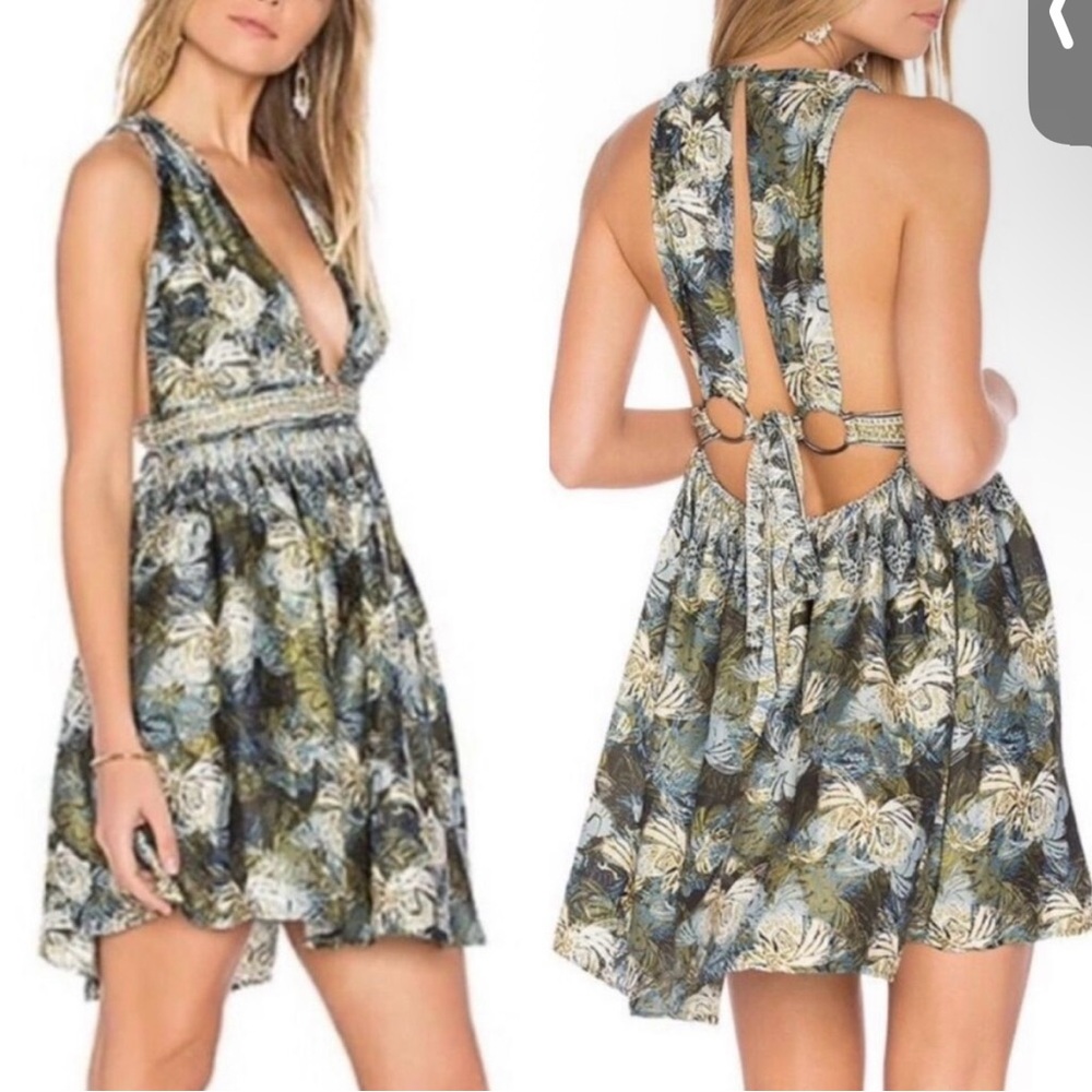 NWT Free People Backless Floral Dress - Daydream Butterfly Boho Low Back Mini XS